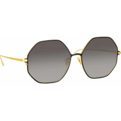 Linda Farrow - Leif Oversized Sunglasses in Yellow Gold Black - LFL1148C1SUN - Eyewear - Avvenice^ Sunglasses