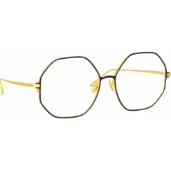 Linda Farrow - Leif Oversized Optical Glasses in Yellow Gold Black - LFL1148C6OPT - Eyewear - Avvenice^ Sunglasses