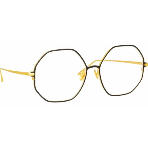 Linda Farrow - Leif Oversized Optical Glasses in Yellow Gold Black - LFL1148C6OPT - Eyewear - Avvenice^ Sunglasses