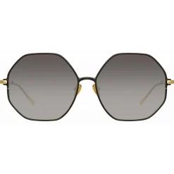 Linda Farrow - Leif Oversized Sunglasses in Yellow Gold Black - LFL1148C1SUN - Eyewear - Avvenice^ Sunglasses