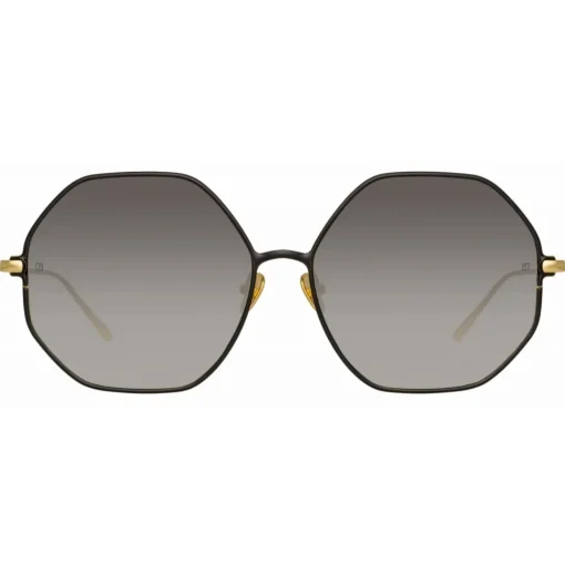 Linda Farrow - Leif Oversized Sunglasses in Yellow Gold Black - LFL1148C1SUN - Eyewear - Avvenice^ Sunglasses