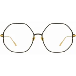 Linda Farrow - Leif Oversized Optical Glasses in Yellow Gold Black - LFL1148C6OPT - Eyewear - Avvenice^ Sunglasses
