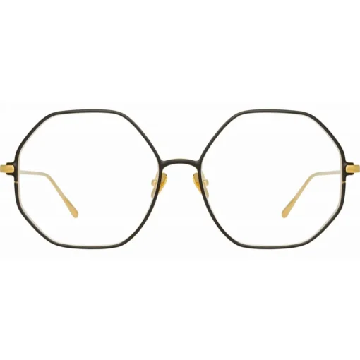 Linda Farrow - Leif Oversized Optical Glasses in Yellow Gold Black - LFL1148C6OPT - Eyewear - Avvenice^ Sunglasses