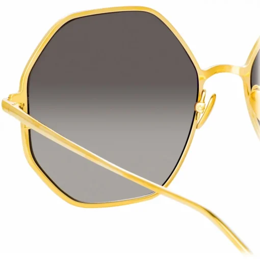 Linda Farrow - Leif Oversized Sunglasses in Yellow Gold Black - LFL1148C1SUN - Eyewear - Avvenice^ Sunglasses