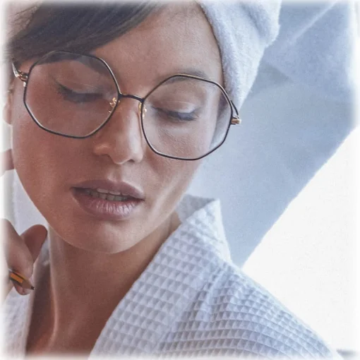 Linda Farrow - Leif Oversized Optical Glasses in Yellow Gold Black - LFL1148C6OPT - Eyewear - Avvenice^ Sunglasses