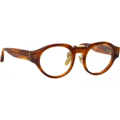 Linda Farrow - Leon Angular Optical Glasses in Horn - LFL1324C3OPT - Eyewear - Avvenice^ Sunglasses