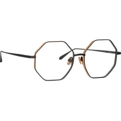Linda Farrow - Lianas Hexagon Optical Glasses in Black - LFL1253C4OPT - Eyewear - Avvenice
