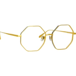 Linda Farrow - Lianas Hexagon Optical Glasses in Yellow Gold - LFL1253C5OPT - Eyewear - Avvenice^ Sunglasses