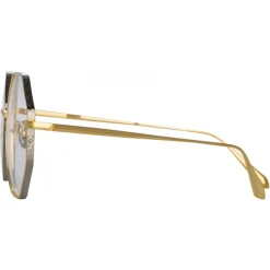 Linda Farrow - Lianas Hexagon Optical Glasses in Yellow Gold - LFL1253C5OPT - Eyewear - Avvenice^ Sunglasses