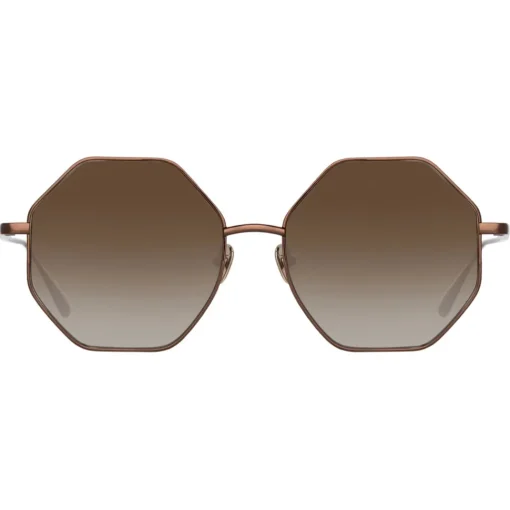 Linda Farrow - Lianas Hexagon Sunglasses in Metallic Brown - LFL1253C8SUN - Eyewear - Avvenice