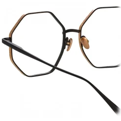 Linda Farrow - Lianas Hexagon Optical Glasses in Black - LFL1253C4OPT - Eyewear - Avvenice