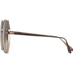Linda Farrow - Lianas Hexagon Sunglasses in Metallic Brown - LFL1253C8SUN - Eyewear - Avvenice