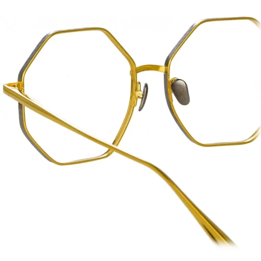 Linda Farrow - Lianas Hexagon Optical Glasses in Yellow Gold - LFL1253C5OPT - Eyewear - Avvenice^ Sunglasses