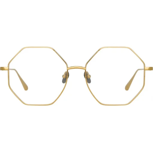 Linda Farrow - Lianas Hexagon Optical Glasses in Yellow Gold - LFL1253C5OPT - Eyewear - Avvenice^ Sunglasses