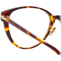 Linda Farrow - Linear Arch Cat Eye Optical Glasses in Tortoiseshell - LF26C2OPT - Eyewear - Avvenice