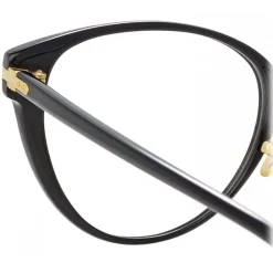 Linda Farrow - Linear Arch A Cat Eye Optical Glasses in Black - LF26AC1OPT - Eyewear - Avvenice^ Sunglasses