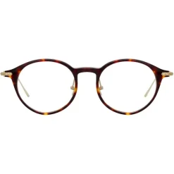 Linda Farrow - Linear Arris A Oval Optical Glasses in Tortoiseshell - LF06AC3OPT - Eyewear - Avvenice^ Sunglasses