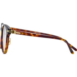 Linda Farrow - Linear Bay D-Frame Optical Glasses in Tortoiseshell - LF25C2OPT - Eyewear - Avvenice^ Sunglasses