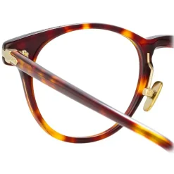 Linda Farrow - Linear Bay D-Frame Optical Glasses in Tortoiseshell - LF25C2OPT - Eyewear - Avvenice^ Sunglasses