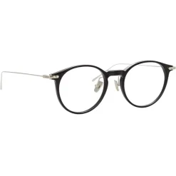 Linda Farrow - Linear Chevron Oval Optical Glasses in Black - LF08C2OPT - Eyewear - Avvenice