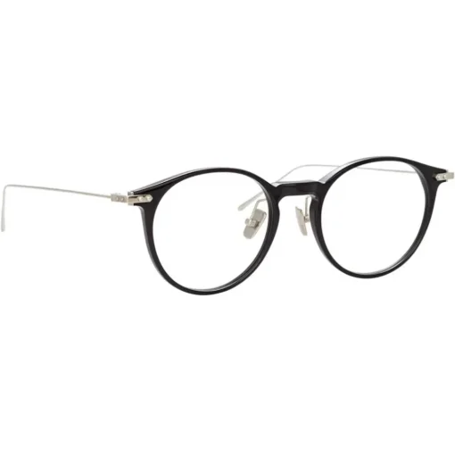 Linda Farrow - Linear Chevron Oval Optical Glasses in Black - LF08C2OPT - Eyewear - Avvenice