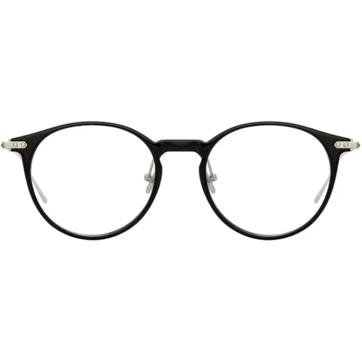 Linda Farrow - Linear Chevron Oval Optical Glasses in Black - LF08C2OPT - Eyewear - Avvenice