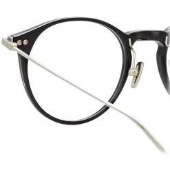 Linda Farrow - Linear Chevron Oval Optical Glasses in Black - LF08C2OPT - Eyewear - Avvenice