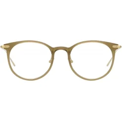 Linda Farrow - Linear Childs A D-Frame Optical Glasses in Khaki - LF03AC8OPT - Eyewear - Avvenice^ Sunglasses