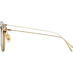 Linda Farrow - Linear Childs A D-Frame Optical Glasses in Khaki - LF03AC8OPT - Eyewear - Avvenice^ Sunglasses