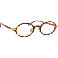 Linda Farrow - Linear Eaves A Oval Optical Glasses in Tortoiseshell - LF11AC2OPT - Eyewear - Avvenice^ Sunglasses
