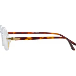 Linda Farrow - Linear Eaves Oval Optical Glasses in Clear - LF11C3OPT - Eyewear - Avvenice