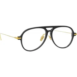 Linda Farrow - Linear Gilles Aviator Optical Glasses in Black - LF24C1OPT - Eyewear - Avvenice^ Sunglasses