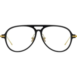 Linda Farrow - Linear Gilles A Aviator Optical Glasses in Black - LF24AC1OPT - Eyewear - Avvenice
