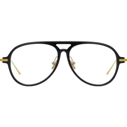 Linda Farrow - Linear Gilles Aviator Optical Glasses in Black - LF24C1OPT - Eyewear - Avvenice^ Sunglasses