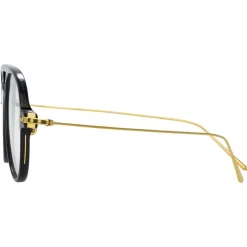Linda Farrow - Linear Gilles Aviator Optical Glasses in Black - LF24C1OPT - Eyewear - Avvenice^ Sunglasses