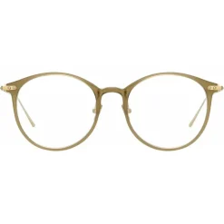 Linda Farrow - Linear Gray Oval Optical Glasses in Khaki - LF02C7OPT - Eyewear - Avvenice