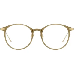 Linda Farrow - Linear Gray A Oval Optical Glasses in Khaki - LF02AC7OPT - Eyewear - Avvenice