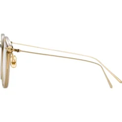Linda Farrow - Linear Gray Oval Optical Glasses in Khaki - LF02C7OPT - Eyewear - Avvenice