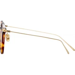 Linda Farrow - Linear Gray A Oval Optical Glasses in Tortoiseshell - LF02AC3OPT - Eyewear - Avvenice^ Sunglasses
