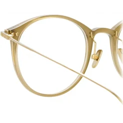 Linda Farrow - Linear Gray A Oval Optical Glasses in Khaki - LF02AC7OPT - Eyewear - Avvenice