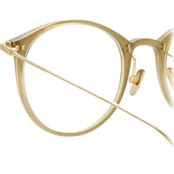 Linda Farrow - Linear Gray Oval Optical Glasses in Khaki - LF02C7OPT - Eyewear - Avvenice