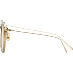 Linda Farrow - Linear Gray A Oval Optical Glasses in Khaki - LF02AC7OPT - Eyewear - Avvenice