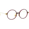 Linda Farrow - Linear Savoye A Round Optical Glasses in Burgundy - LF09AC4OPT - Eyewear - Avvenice