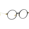 Linda Farrow - Linear Savoye A Round Optical Glasses in Black - LF09AC1OPT - Eyewear - Avvenice