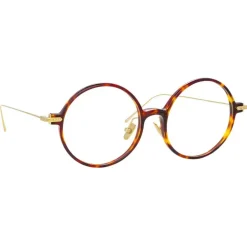 Linda Farrow - Linear Savoye Round Optical Glasses in Tortoiseshell - LF09C3OPT - Eyewear - Avvenice