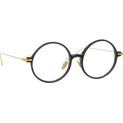 Linda Farrow - Linear Savoye A Round Optical Glasses in Black - LF09AC1OPT - Eyewear - Avvenice