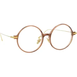 Linda Farrow - Linear Savoye A Round Optical Glasses in Tobacco - LF09AC8OPT - Eyewear - Avvenice^ Sunglasses