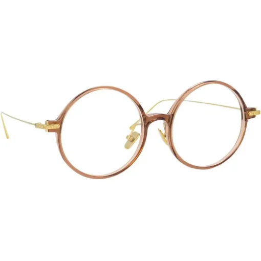 Linda Farrow - Linear Savoye A Round Optical Glasses in Tobacco - LF09AC8OPT - Eyewear - Avvenice^ Sunglasses