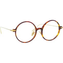 Linda Farrow - Linear Savoye A Round Optical Glasses in Tortoiseshell - LF09AC3OPT - Eyewear - Avvenice^ Sunglasses