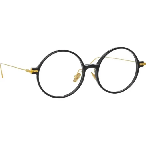 Linda Farrow - Linear Savoye A Round Optical Glasses in Black - LF09AC1OPT - Eyewear - Avvenice